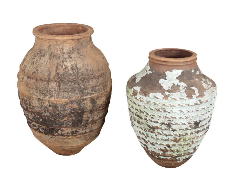 TWO TERRACOTTA AMPHORAE including a