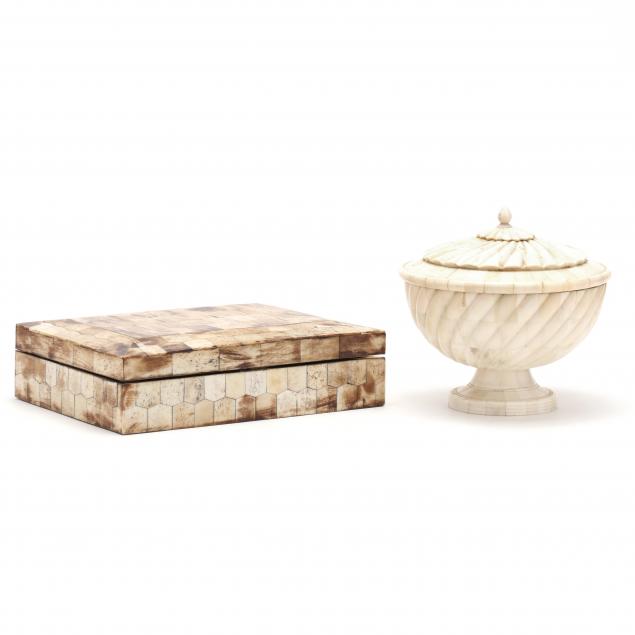 TWO TESSELLATED BONE BOXES 20th