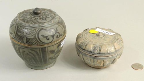 TWO THAI SAWANKHALOK GLAZED POTTERY