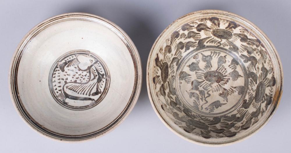 TWO THAI SUKHOTHAI GLAZED POTTERY
