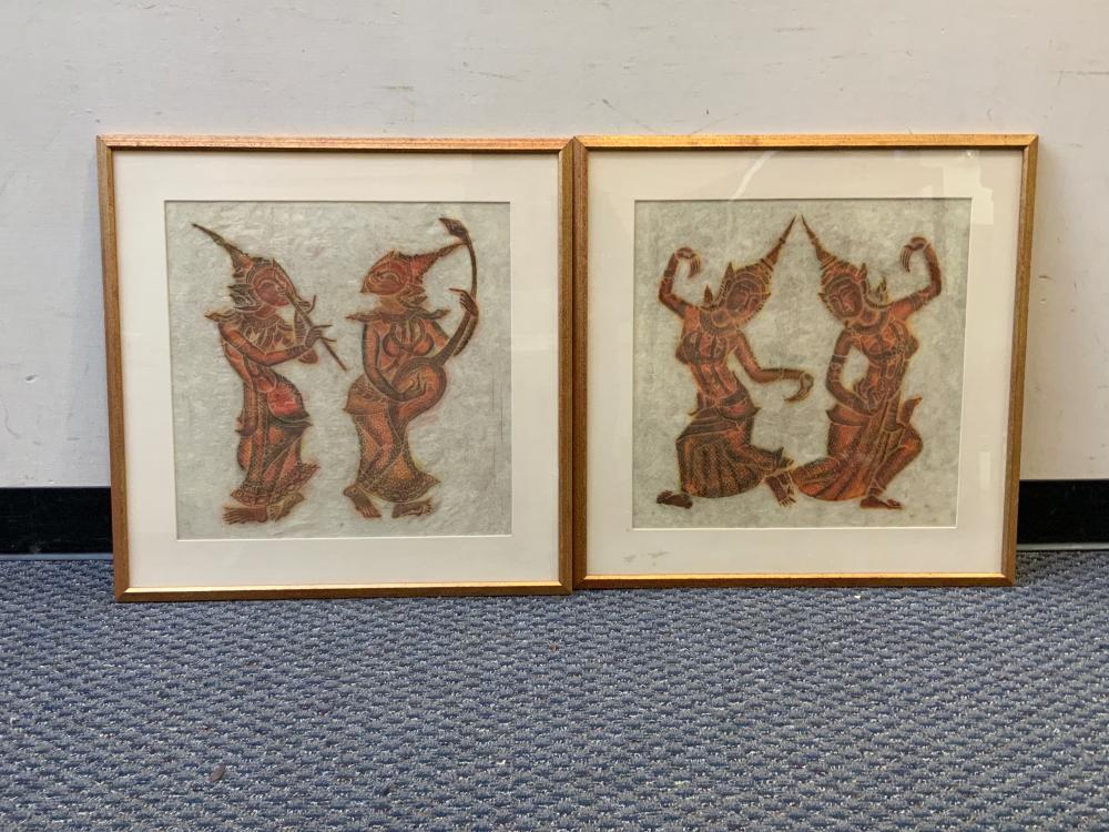 TWO THAI TEMPLE RUBBINGS 25 1/4 X