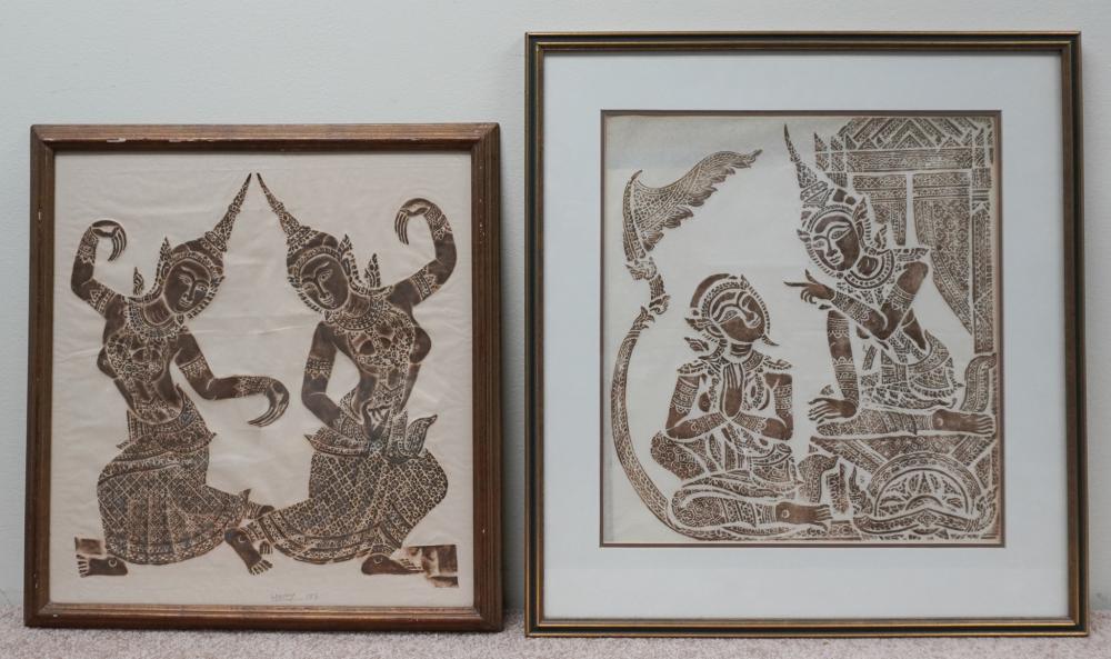 TWO THAI TEMPLE RUBBINGS, EACH