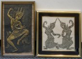 TWO THAI TEMPLE RUBBINGS TALLE