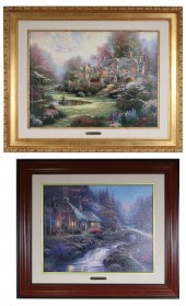 TWO THOMAS KINKADE EMBELLISHED