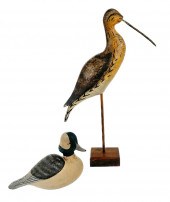 TWO THOMAS LANGAN BIRD CARVING