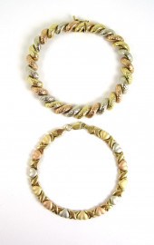 TWO THREE-TONE GOLD LINK BRACE