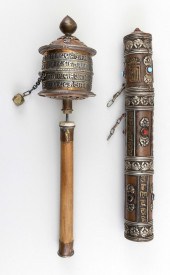 TWO TIBETAN COPPER METAL PRAYE