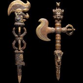 Two Tibetan Gilt Bronze Ritual
