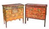 TWO TIBETAN POLYCHROME PAINTED
