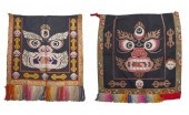 TWO TIBETAN SILK EMBROIDERED D