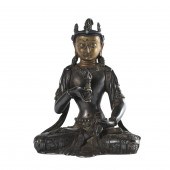 TWO TIBETAN SILVER BUDDHIST FI
