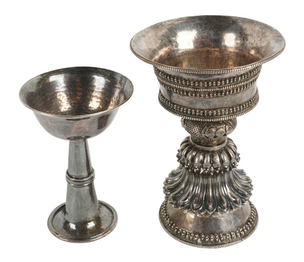 TWO TIBETAN SILVER BUTTER