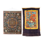 TWO TIBETAN THANGKA PAINTINGS<