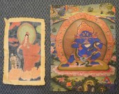 TWO TIBETAN THANGKAS AND A CHI