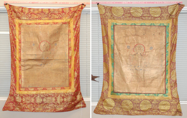 TWO TIBETAN/NEPALESE HAND PAINTED