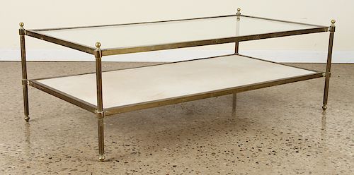 TWO TIER BRASS GLASS TOP COFFEE