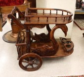 TWO-TIER MAHOGANY BAR CART, U-