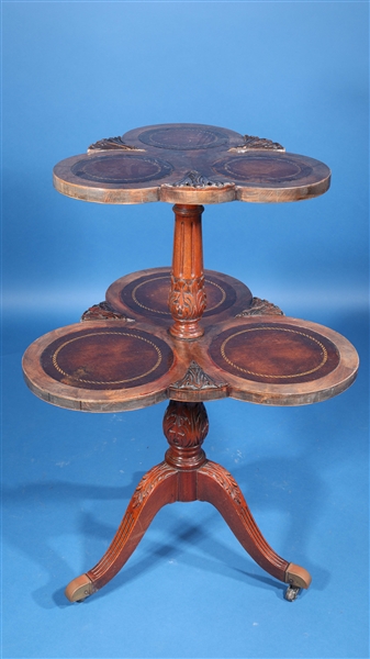 Two-tiered trefoil style wooden