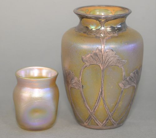 TWO TIFFANY ART GLASS VASES TO