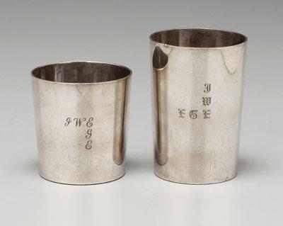 Two Tiffany sterling beakers: marks
