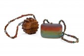 TWO TIMMY WOODS WOODEN CLUTCH