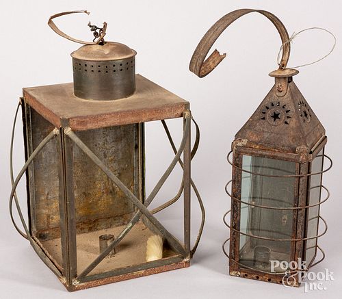 TWO TIN CARRY LANTERNS, 19TH