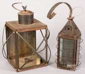 TWO TIN CARRY LANTERNS, 19TH C