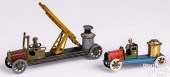 TWO TIN FIRE TRUCK PENNY TOYST
