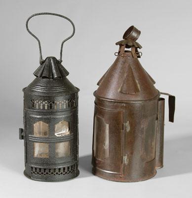 Two tin lanterns: one with