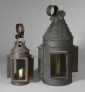 Two tin lanterns: one with thr
