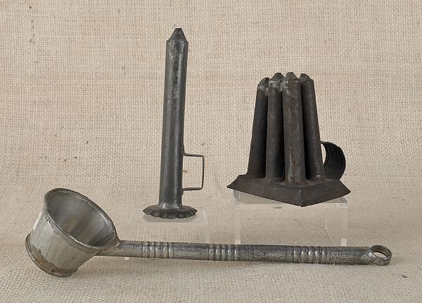 Two tin taper stick candlemolds