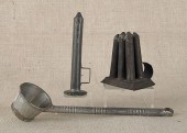 Two tin taper stick candlemold