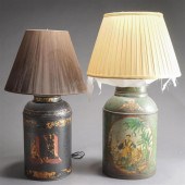 TWO TOLE DECORATED TEA CANISTE