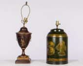 TWO TOLE LAMPS, 20TH CENTURY<b