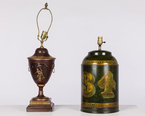 TWO TOLE LAMPS, 20TH