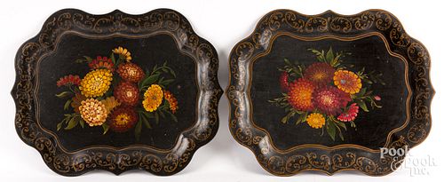 TWO TOLE PAINTED TRAYS, 19TH