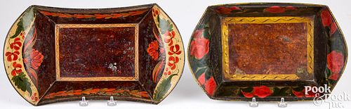 TWO TOLEWARE BREAD TRAYS, 19TH