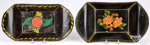 TWO TOLEWARE BREAD TRAYS, 19TH
