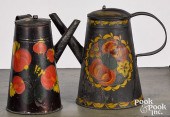 TWO TOLEWARE COFFEE POTS, 19TH