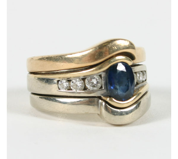 Two-tone gold 14K sapphire