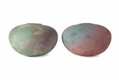 TWO TONY EVANS RAKU KOI VASES,