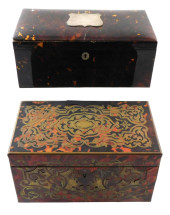 TWO TORTOISESHELL BOXES, LATE