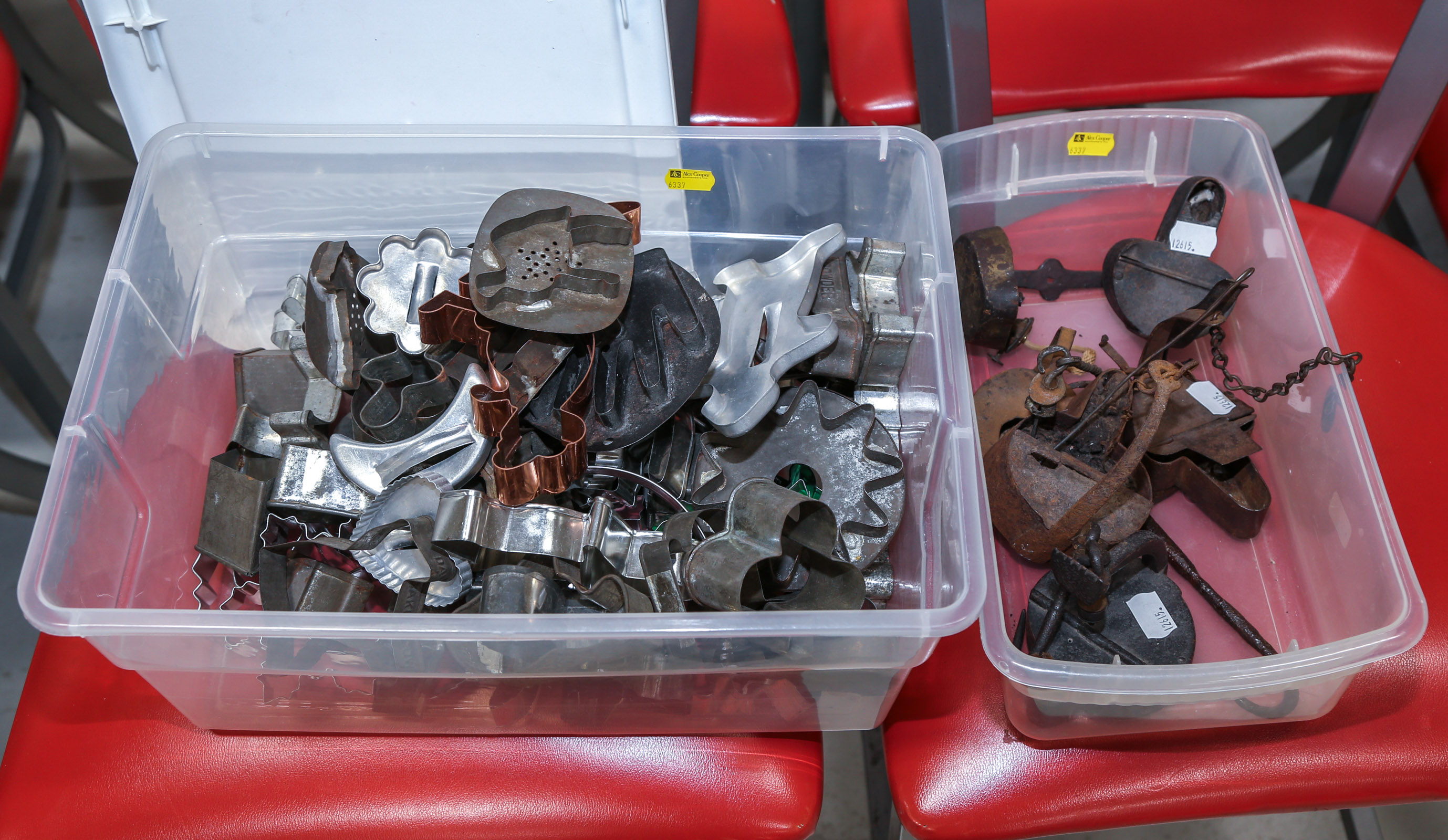 TWO TOTES OF COOKIE CUTTERS &