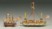 Two toy boats: three-masted sa