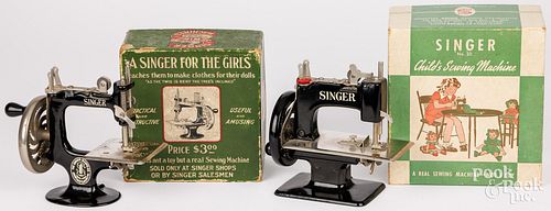 TWO TOY SINGER SEWING MACHINES IN
