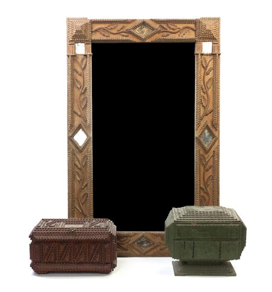 * Two Tramp Art Boxes the first
