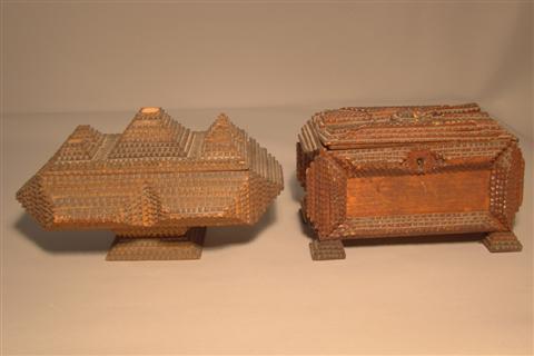 TWO TRAMP ART BOXES including one