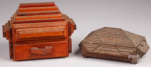 TWO TRAMP ART DRESSER BOXES, CA.
