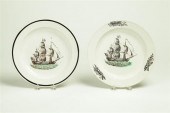 TWO TRANSFERWARE PLATES.  Engl