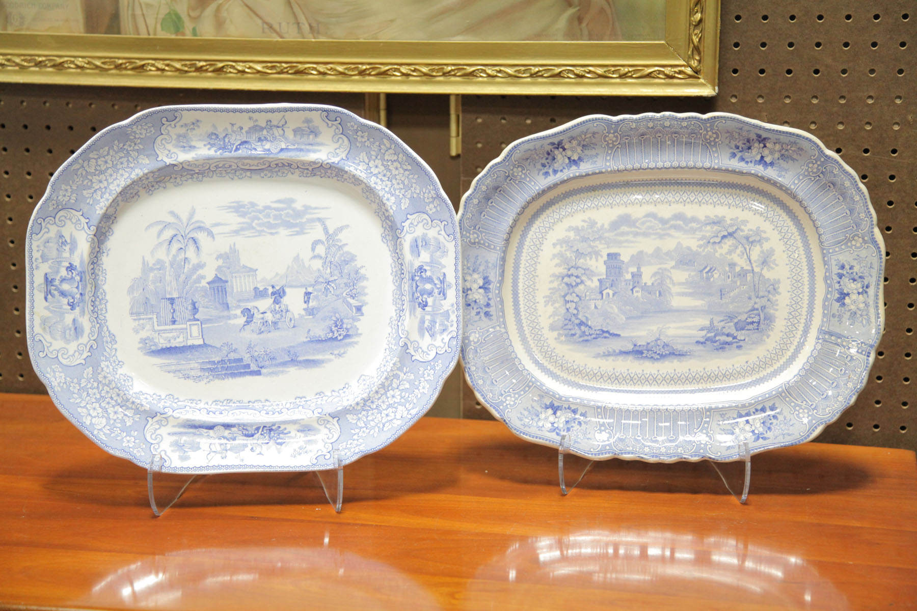 TWO TRANSFERWARE SERVING PLATTERS.